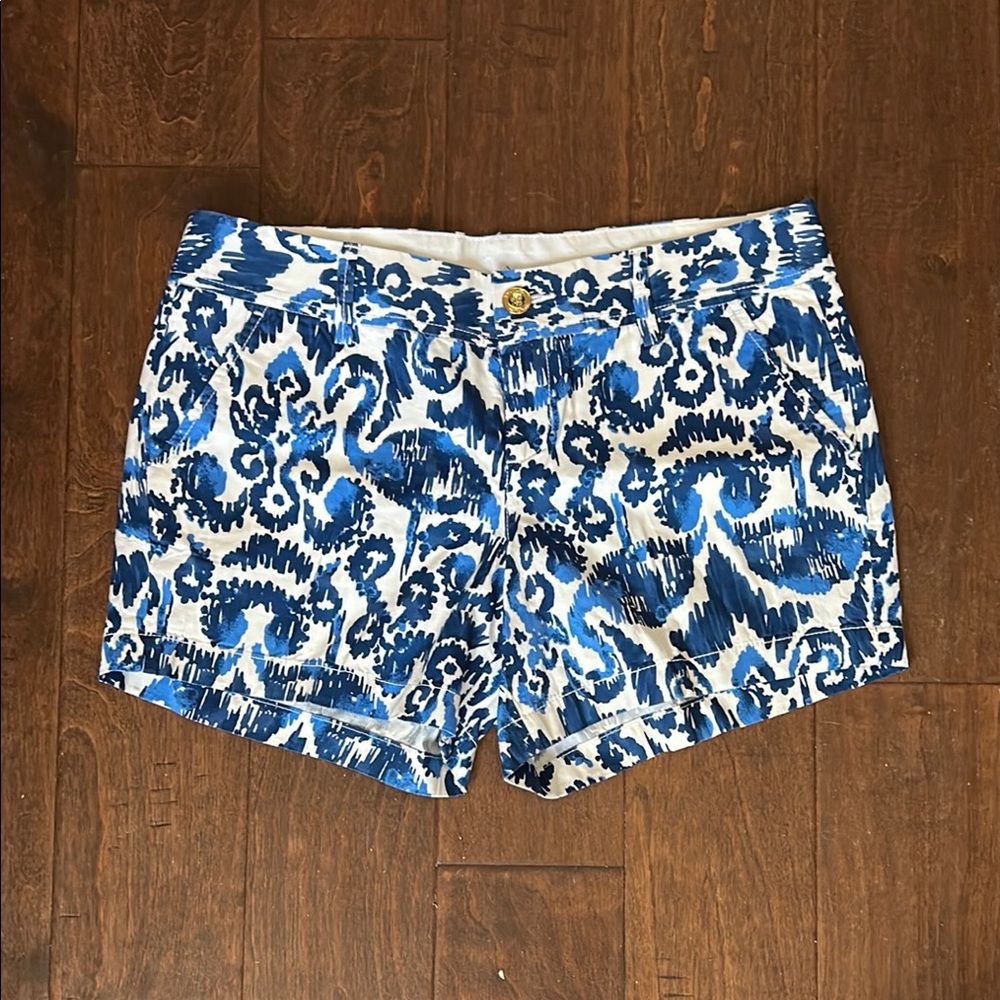Blue and White Patterned Women Shorts
